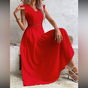 Boho lace insert A-line dress